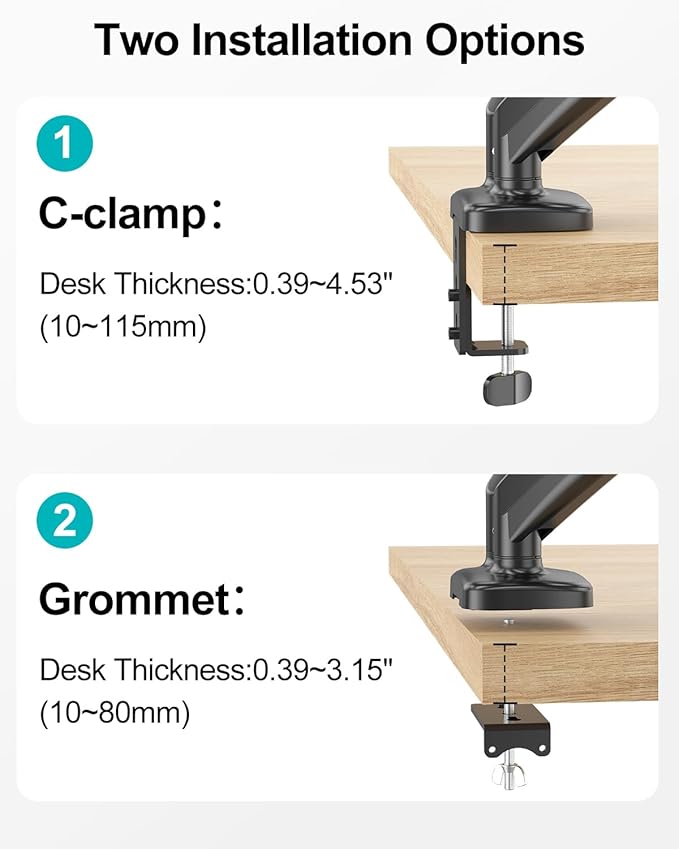 MOUNT PRO Dual Monitor Mount Fits 13 to 32 Inch Screen, Height Adjustable Monitor Stand for 2 Monitors, Full Motion Display Arm Holds up to 17. 6lbs Each, Computer Desk VESA Mount, Black