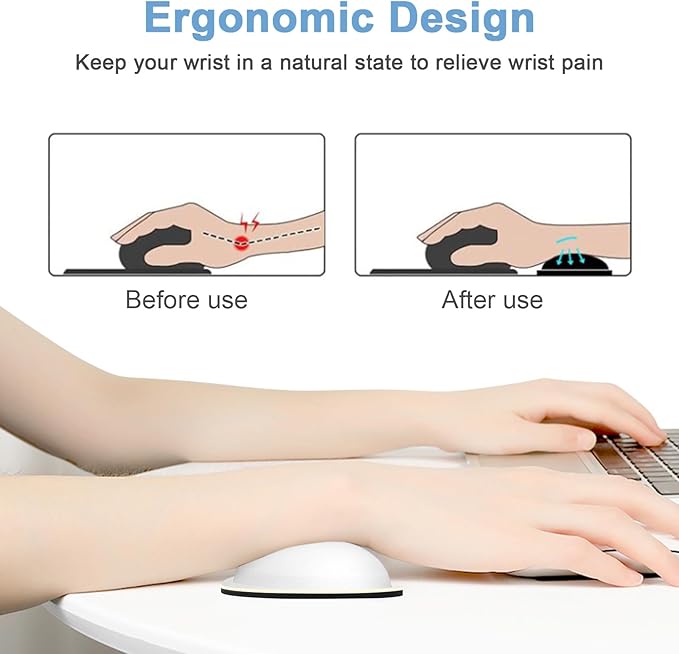 Dapesuom Mouse Wrist Rest, Ergonomic Memory Foam Mouse Wrist for Computer Desk Mats Support, Hand Rest Pad Cushion for Gaming, Office, Laptop, Men, Women, Pain Relief & Easy Typing, Ivory White