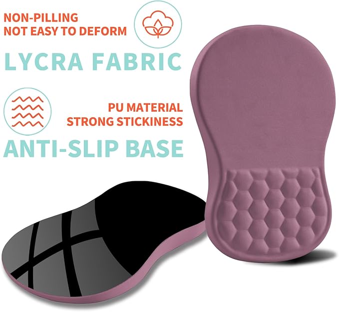 Ergonomic Mouse Pad Wrist Support with Memory Foam Massage Bulge, Carpal Tunnel Mousepad Wrist Rest for Mouse(12x8 inch, Dark Pink)