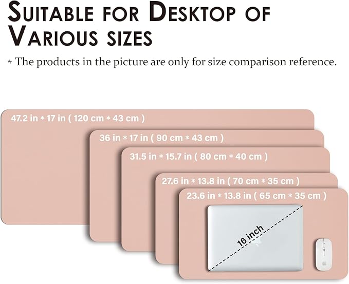 Leather Desk Mat - Non-Slip PU Desk Pad for Office and Home - Desk Organization and Accessories - Ideal for Large Mouse Pad and Desk Mats on Top of Desks (Pink,27.6"x 13.8")