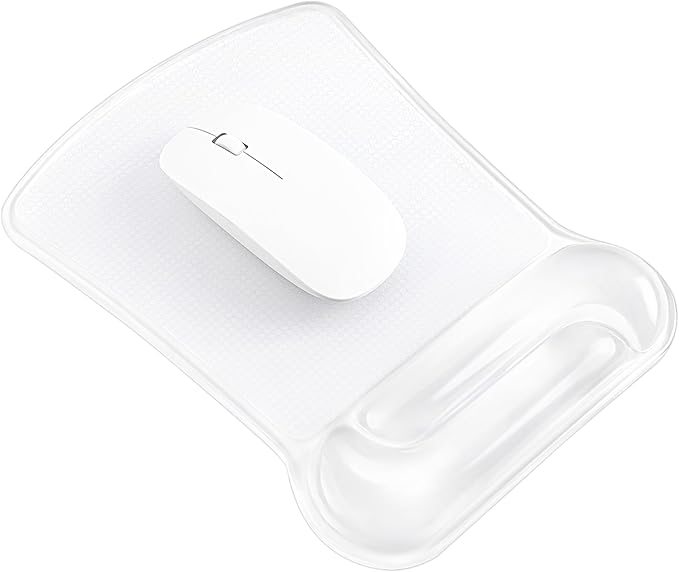 Ospelelf Clear Gel Mouse Pad with Wrist Rest, Ergonomic Cushioned Support for Typing, Relief Carpal Tunnel, Wrist Pain, Easy to Clean & Cooling, Comfort for Office, Computer, Programmer, Gamer