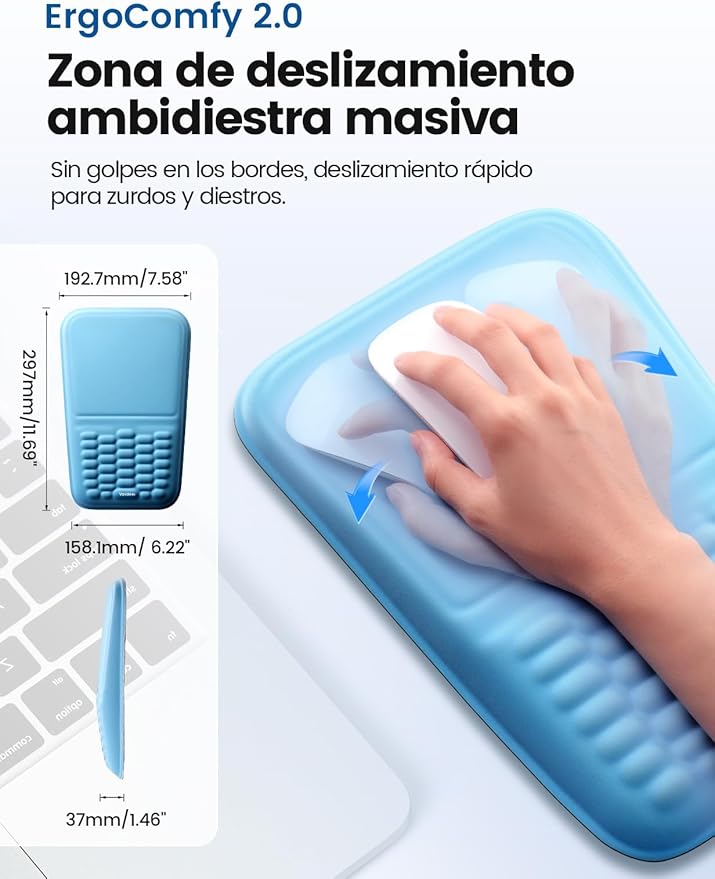 Vaydeer Ergonomic Mouse Pad with Wrist Rest – Memory Foam Mouse Pad with Wrist Support & Massage Bulge, Non-Slip PU Base, Relieves Carpal Tunnel Pain – Ideal Mouse Wrist Rest for Office & Home (Blue)