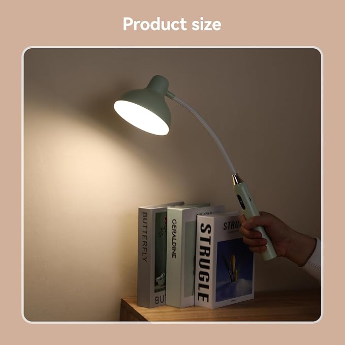 VAVOFO Wireless Touch Control Desk Lamp 6781-2700-7000K Color Temperature, 700LM, Eye-Caring LED Desk Light with USB-C Charging, Adjustable Brightness, 360° Gooseneck, 2.5hrs Wireless Use (Green)