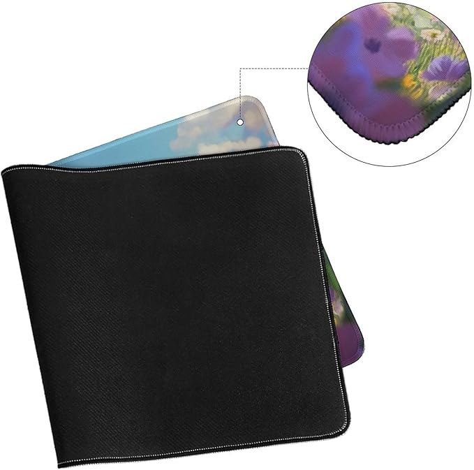 Large Ergonomic Gaming Mouse Pad Fluffy Puppy in Sunny Meadow - Cute Dog Theme with Non-Slip Base Water-Resistant Surface and Stitched Edges 30x60cm