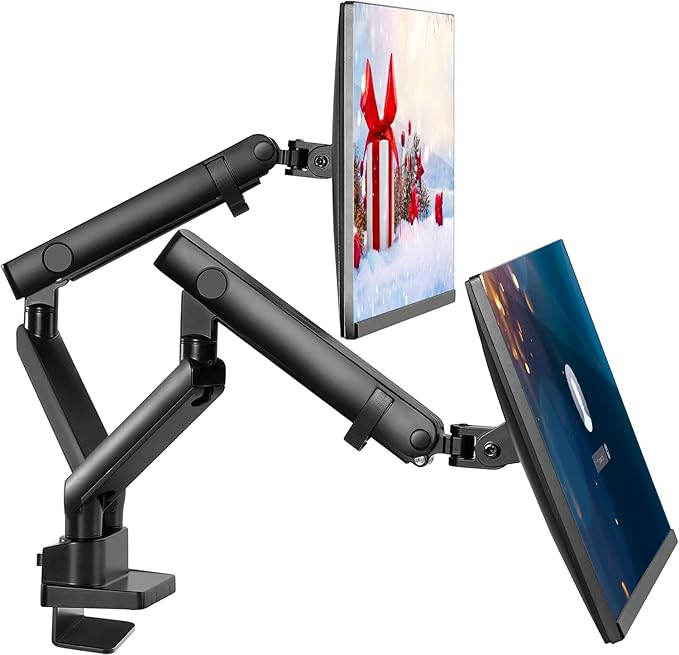 Dual Monitor Arm Stand for 35 Inch Screens - Full Adjustable VESA Mount for 2 Monitors, Heavy Duty Dual Monitor Desk Mount Compatible with C Clamp, Grommet Mounting Base, Holds 26.4lbs per Arm, Black