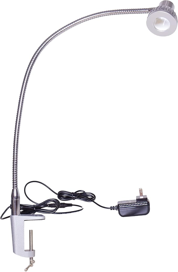 Hersi 5w 30‘’Long Swing Arm 110v/220v Desk Lamp Metal Architect LED Task Light with Clamp, Adjustable Folding Twin-Arm Clip-on Table Lamp,Silver (Silver)