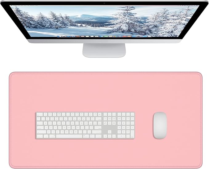 Dapesuom Large Gaming Mouse Pad, Extended Mouse Mat with Stitched Edges, Full Size Keyboard Pad with Non-Slip Base, Big XXL Computer Desk Mats for Gamer, Laptop, Office, 31.5 x 15.7in, Pink