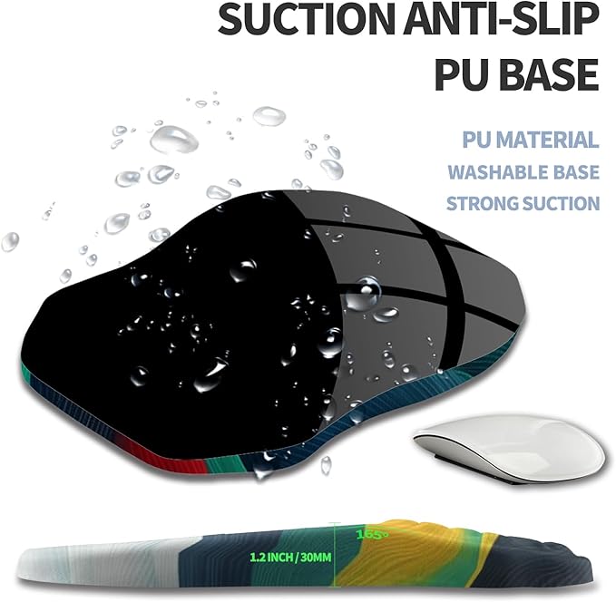 Ergonomic Raised Mouse Pad Wrist Support with Bilateral Slope Memory Foam Mousepad for Wrist Rest and Carpal Tunnel 11.8x7.9〃Colorful Lines