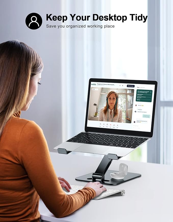 Foldable Laptop Stand, Height Adjustable Ergonomic Computer Stand for Desk, Aluminum Portable Laptop Riser Holder Notebook Mount Compatible with MacBook Pro Air, HP, Dell 10-16"(Gray)