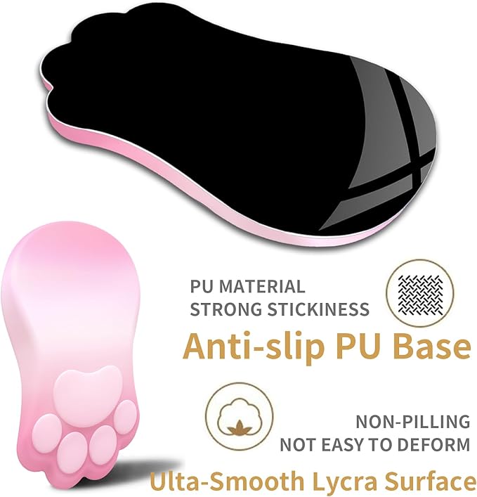 L-SPOUTTO Ergonomic Mouse Pad with Wrist Rest,Cute Cat Paw Mousepad Wrist Support,Comfortable Massage Design Computer Pain Relief Mouse Pad with Non-Slip PU Base for Desk Laptop Gaming,Gradient Pink