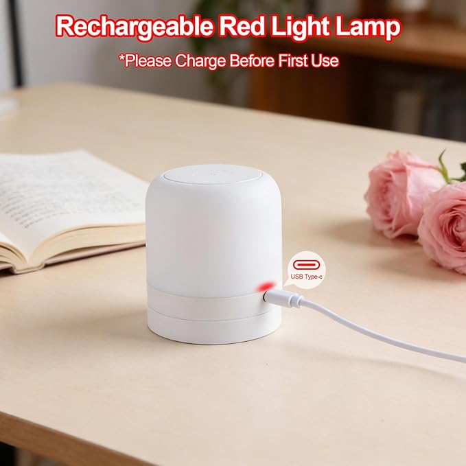 670nm Red Light Night Light Lamp for Sleep - Zero Blue Light, Touch & Remote Control, 4 Color Modes Rechargeable Dimmable Portable Hangable Lamp with Timer for Bedroom Nursery Camping