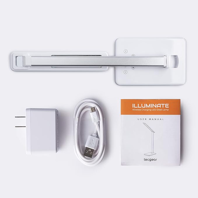 LED Desk Lamp White | Wireless Charger & USB Port | 4 Color Modes & 10 Brightness Level | Eye Caring Touch Control Lamp with Auto Timer | Foldable Adjustable Arm | Modern Light for Home Office