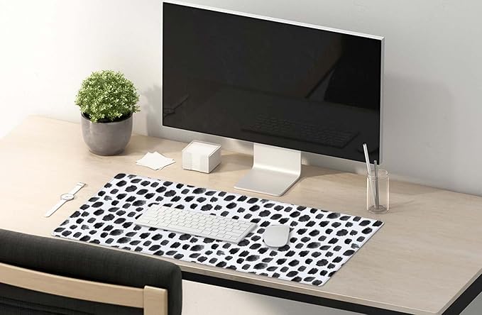 SSOIU Polka Dot Extended Gaming Mouse Pad Mat Large Desk Mat Non Slip Rubber Base Computer Desktop Laptop Keyboard Mouse Mat Stitched Edges, 35.5x15.7 in XXL Waterproof Mousepad for Work Game