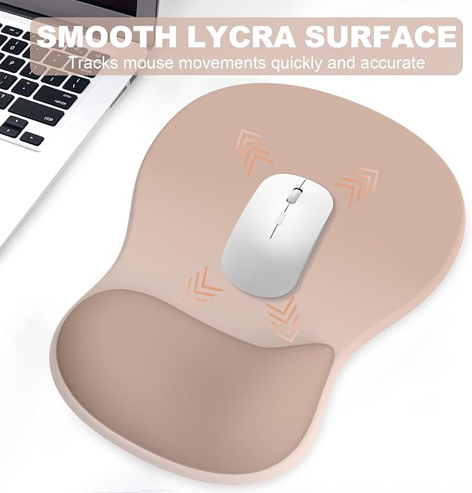 Ergonomic Mouse Pad with Wrist Rest and Keyboard Wrist Rest, Gel Mousepad and Wrist Rest for Computer Keyboard, Non-Slip PU Base, Mouse Pad with Wrist Support for Gaming, Office, Brown