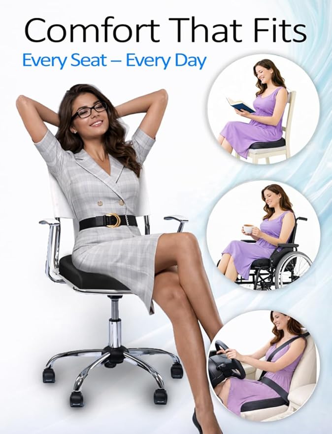 Adjustable Memory Foam Seat Cushion, Custom Height & Firmness, Ergonomic Office Chair Cushion for Back, Coccyx, Sciatica & Tailbone Pain Relief – Ideal for Office Chair, Car Seat, Wheelchair, Recliner