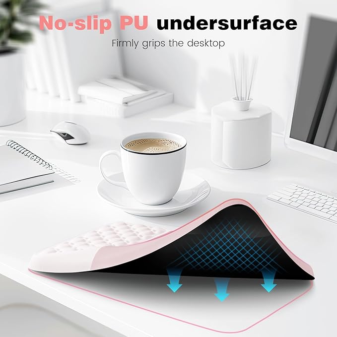 Ospelelf Mouse Pad with Wrist Rest Ergonomic Comfortable Mousepad Wrist Support for Computer Solid Pink