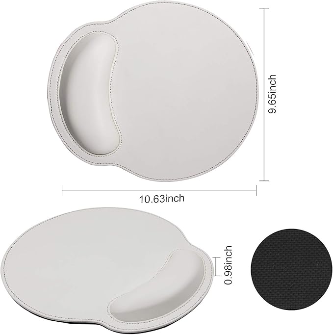 RICHEN Ergonomic PU Leather Keyboard Wrist Rest and Mouse Pad with Wrist Support, Memory Foam Set for Office and Gaming, Comfortable & Lightweight for Easy Typing (White)