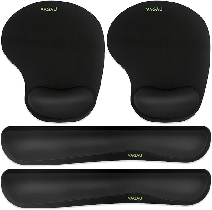 VAGAU Premium Keyboard Wrist Rest and Mouse Pad Wrist Support, Ergonomic Memory Foam Set for Office, Laptop, Mac, Computer and Gaming, Comfortable Typing (2 Pack)