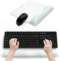 UnivoColors Wide Size Mouse Pad with Wrist Rest & L-Size Keyboard Wrist Rest Set,Premium PU Material,Low-Rebound Cushion,Ergonomic Design,Smooth Mouse Control with Hard Plate,Reduces Fatigue,White