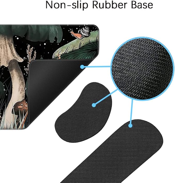 MIBITRI Keyboard Mouse Pad Set, Extended Gaming Mouse Pad+Ergonomics Keyboard Wrist Rest Support, Memory Foam, Easy Typing, 4Pcs XXL Ultra Thick Desk Mat, Snails and Mushroom