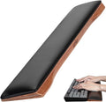 ASFSKY Keyboard Wrist Rest, Ergonomic Memory Foam Wrist Pad with PU Leather & Wooden Base, Non-Slip and Easy-to-Clean Design, Wrist Support for Mechanical Keyboard, Gaming & Office Use (Black)