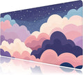 Desk Mat, Cute Colorful Clouds XXL 35.4"x15.7"Large Gaming Mouse Pad, 3mm Thick Gaming Keyboard Pad,Desk Pad Non-Slip Rubber Base with Stitched Edges for Office Game Home Decor