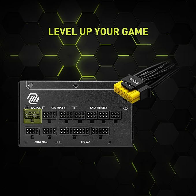 msi MAG A1000GL PCIE5, Fully Modular Compact Gaming 1000W Power Supply, 80+ Gold, ATX 3.1 & PCIe 5.1 Ready, Native Dual-Color 12V-2x6 Cable, 10 Year Warranty