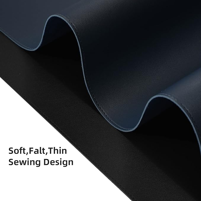 PU Leather Desk Pad Blotter,Navy Waterproof Office Desktop Mat for Men,36x17in Non-Slip Large Mouse Pad/Writing Protector/Desk Accessories