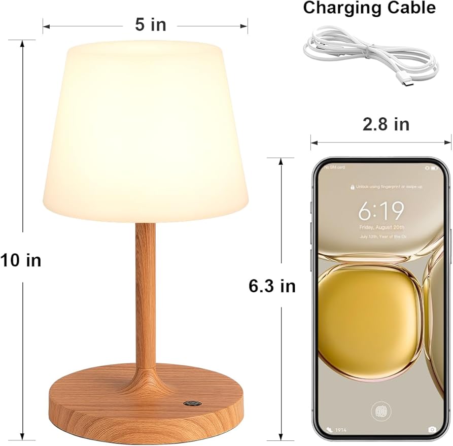 Kakanuo Cordless Shower Lamp Waterproof, Cordless Lamp with 4000mAh Battery, Rechargeable Table Lamp, Touch Dimmable Desk Light for Outdoor, Kitchen, Bathroom, Camping, Patio, IP54