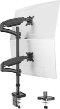 MOUNT PRO Vertical Dual Monitor Mount, Stacked Monitor Stand for 2 Computer Screens up to 32 inches, Fully Adjustable Full Motion Display Desk Mount, Each Arm Holds up to 17.6lbs, VESA Mount