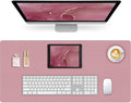 Non-Slip Desk Pad Mat, Leather Desk Mat for Desktop, Large Mouse Pad, Waterproof Computer Mouse Mat Desktop Protector for Office/Home (Purple Pink, 35.4" x 17")