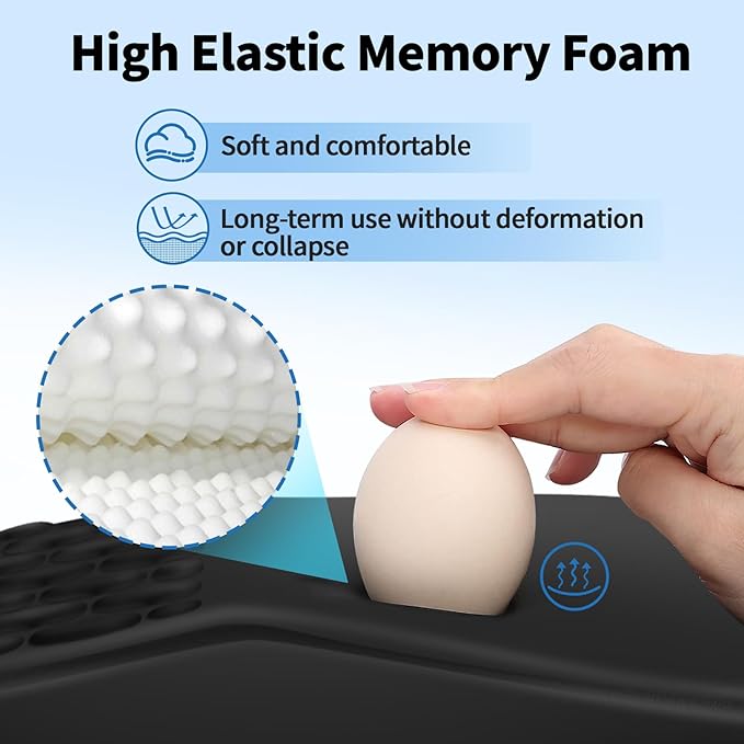 YIWEI Ergonomic Mouse Pad with Wrist Support - Gel Memory Foam Mouse Mat for Computer Keyboard & Laptop - Non-Slip Base, for Home Office & Gaming - Black