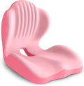 Ergonomic Seat Cushion, Office Chair Seat Cushions with L-Shaped Integrated Design, Memory Foam Orthopedic Cushion with Coccyx Hollow, Lumbar Support & Tailbone Support for Long Sitting (Pink)