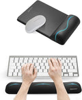 UnivoColors Mini Size Mouse Pad with Wrist Rest & M-Size Keyboard Wrist Rest Set,Premium PU Material,Low-Rebound Cushion,Ergonomic Design,Smooth Mouse Control with Hard Plate,Reduces Fatigue,Black