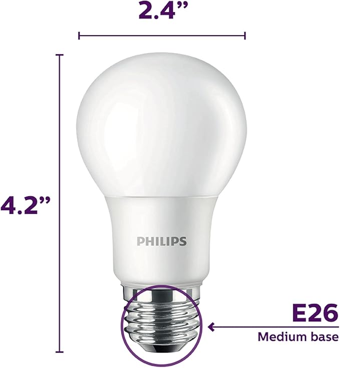 PHILIPS LED 60W A19 16-Pack Basic Daylight (5000K) 800 Lumen (9W = 60W) Frosted Flicker-Free Light Bulbs