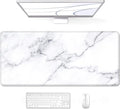 Auhoahsil Large Mouse Pad, XXL Gaming Mousepad, Desk Mat for Desktop, Thick Rubber, Big & Long Size, Stitched Edges, Full Desk Pad for Laptop & Computer, Extended 31.5 x 11.8 in, White Marble