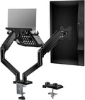 WALI Dual Arm Laptop and Monitor Desk Mount for 17" Notebook and Up to 32" Screen, Gas Spring Dual Monitor Arm with Laptop Tray, Holds up to 19.8 lbs per Arm, VESA 75x75 100x100, Black (GSMP002LP)