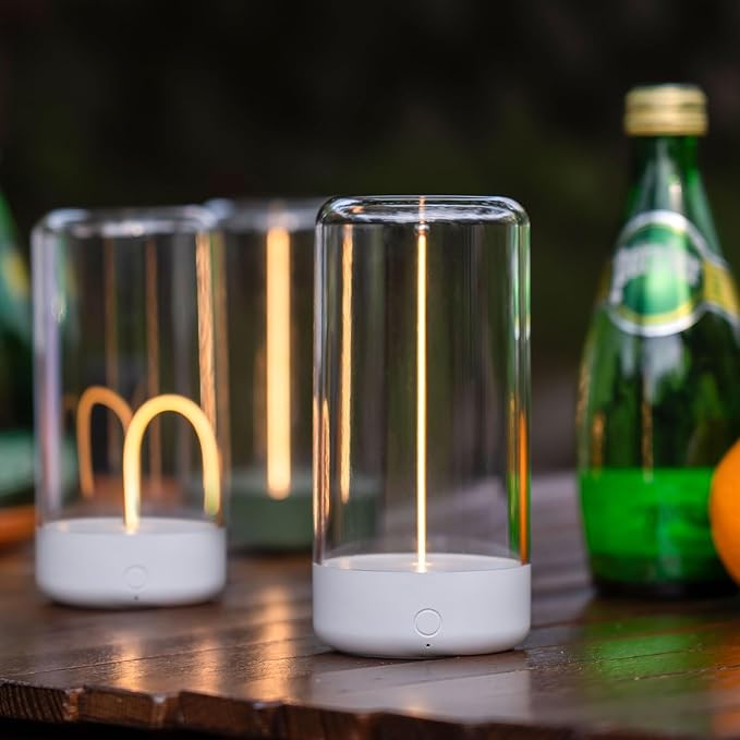 AUGE LIGHT Mini Minimalist Table Lamp Cordless Lamp Rechargeable Table Lamp Portable Nightstand Lamps Desk Lamps for Home Office Unique Ambient Light Mood Lighting for Desk Decor Beside(White)