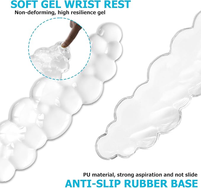 Gel Cloud Wrist Rest Keyboard, Cute Wrist Rest for Computer Keyboard, Ergonomic keyboard Wrist Rest and Soft Mouse Wrist Rest for Typing, Suitable for Office, Home, Computer, Gaming, Clear