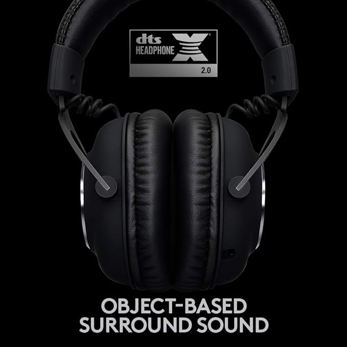 Logitech G PRO X Wireless Lightspeed Gaming Headset with Blue VO!CE Mic Filter Tech, 50 mm PRO-G Drivers, and DTS Headphone:X 2.0 Surround Sound, 20+ Hour Battery Life - Black