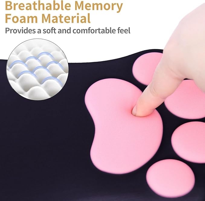 L-SPOUTTO Ergonomic Mouse Pad with Wrist Rest,Cute Cat Paw Mousepad Wrist Support,Comfortable Massage Design Computer Pain Relief Mouse Pad with Non-Slip PU Base for Desk Laptop Gaming Office,Black