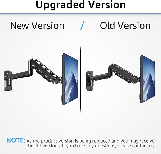 MOUNTUP Single Monitor Wall Mount for Max 32 Inch Computer Screen, Fully Adjustable Monitor Arm, Wall Mount Monitors Holder Support 4.4-19.8lbs Display, VESA Bracket Fit 75x75mm, 100x100mm (Pack of 2)