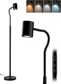 Reading Floor Lamp, 62" Tall LED Floor Lamp, Dimmable Standing Lamp, 7 Brightness & 4 Color Temperature, Adjustable Gooseneck, Touch Control, Task Craft Light for Living Room Bedroom Office,Black
