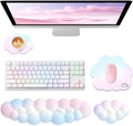 Cloud Wrist Rest for Computer Keyboard, 4-in-1 Memory Foam Leather Cloud Keyboard Wrist Rest and Mouse Pad Set with Ergonomic Support for Arm and Palm Cushion, Gaming/Work Setup, Rainbow