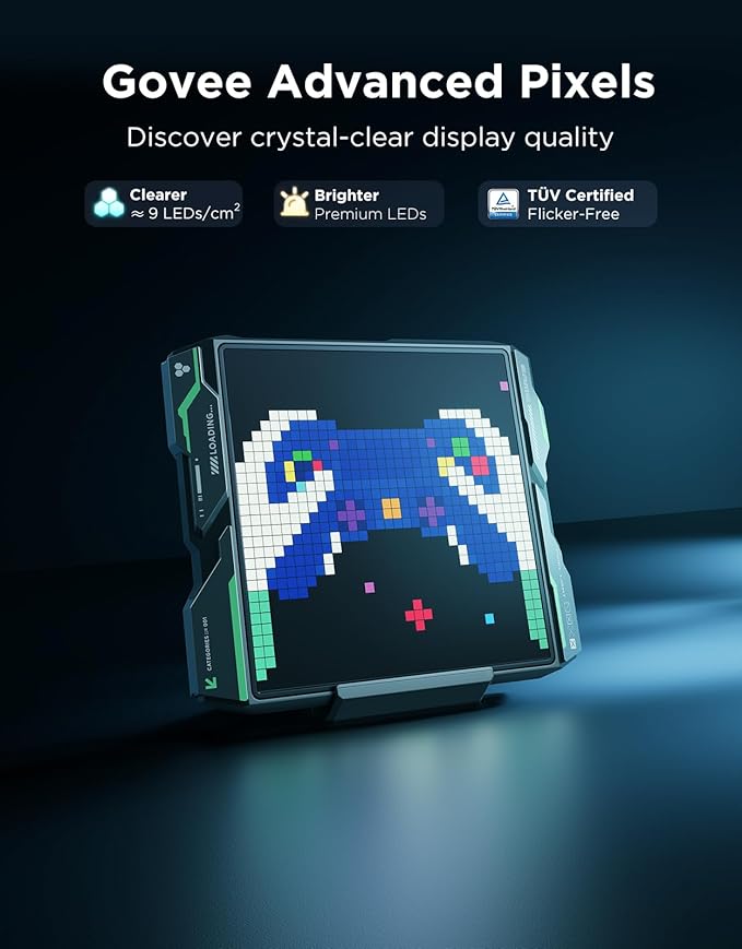 Govee Gaming Pixel Light, RGBIC LED Panel with Real-time Info Display, 150+ Scene Modes & DIY Options, Smart Pixel Lights (Wi-Fi Only), Works with Alexa, Ideal for Game Room Decor, 32x32 Pixels