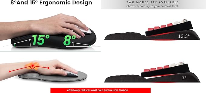 Keyboard Wrist Rest -Ergonomic Keyboard Stand with Wrist Rest- with Carpal Tunnel Massage Bumps and Full Memory Gel Design - Ideal Frequent Computer (Black)