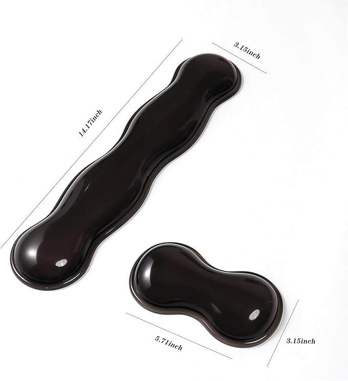 Ergonomic Silicone Gel Keyboard and Mouse Wrist Rest Set – Clear Wrist Rest for Keyboard 60%/68%/75%, Comfort & Support for Typing and Gaming(Black)