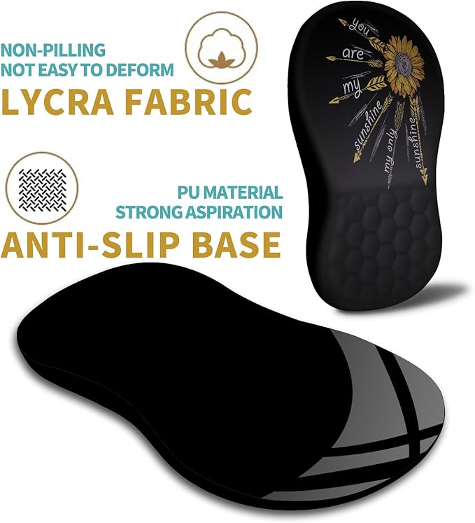 Hokafenle Ergonomic Mouse Pad Wrist Support with Massage Design, Wrist Rest Mousepad with Memory Foam&Non-Slip PU Base, Mouse Pads for Wireless Mouse & Desk (12x8 inch,Inspirational)