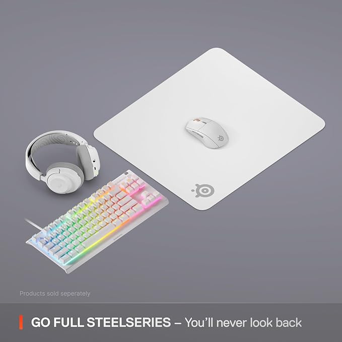 SteelSeries QcK Cloth Gaming Mouse Pad - Exclusive Micro-Woven Surface - Optimized for Gaming Sensors - Maximum Control - Size L - White