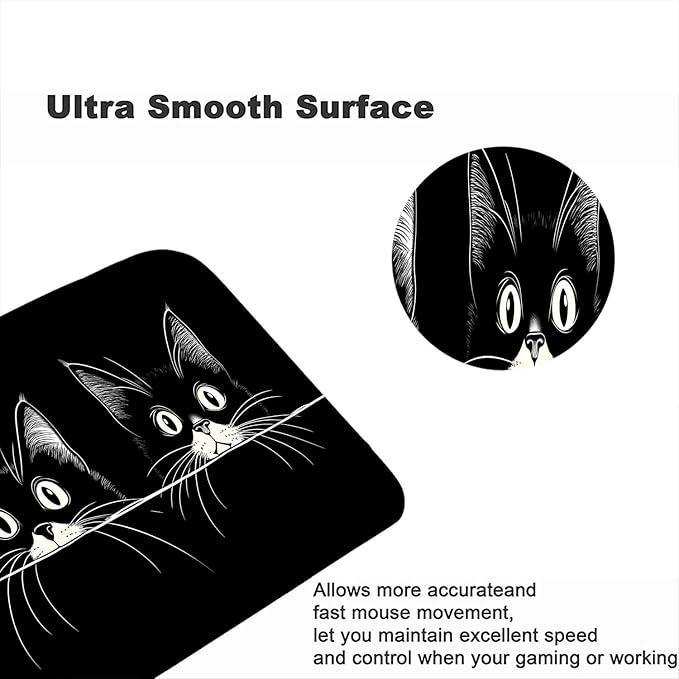 Cute Black Cat Desk Mat Anime Cartoon XL Mouse Pad Large Mousepad Extended Laptop Keyboard Mat Gaming Desk Pad Mouse Mat 31.5"x11.8" Office Computer Keyboard Laptop Home